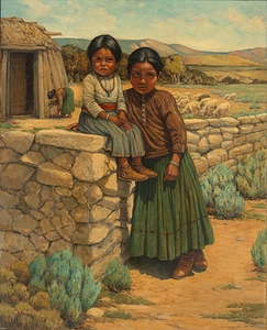 Navajo Sisters [circa 1937–43] by Carl Moon [1878–1948]